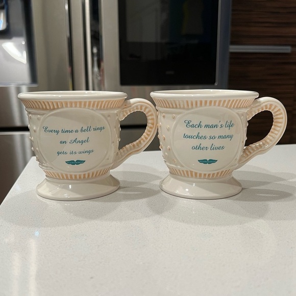Vintage 2002 It's a Wonderful Life Mugs Angel Wings Christmas - Picture 2 of 8